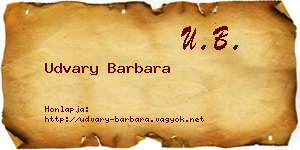 Udvary Barbara névjegykártya